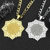 Islam Coran Musulman Allah Collier Fleur pour Femmes Hommes Acier Inoxydable Couleur Or Pendentif Arabe Colliers Bijoux Cadeau