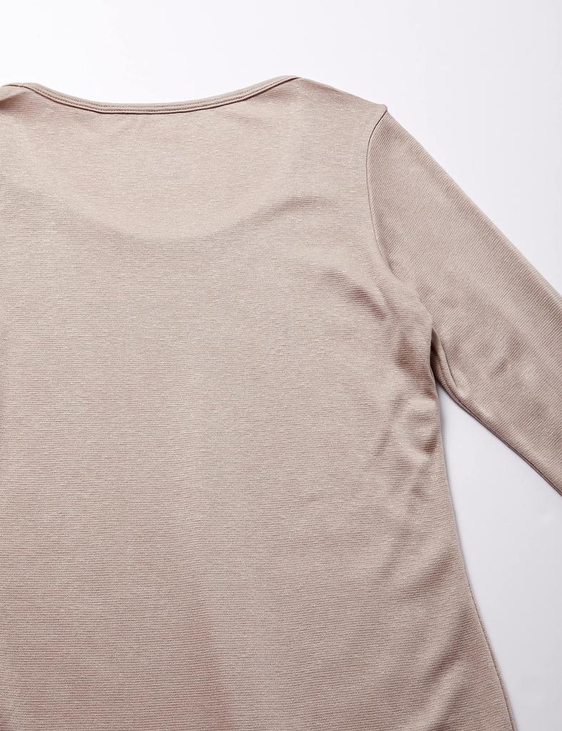 Mizuno Breath Thermo Underwear Round Neck Long Sleeve and Greige Size LL Plus, Women's Shirt, Moisture-Wicking Heat-Generating Undergarment, (Boxed),