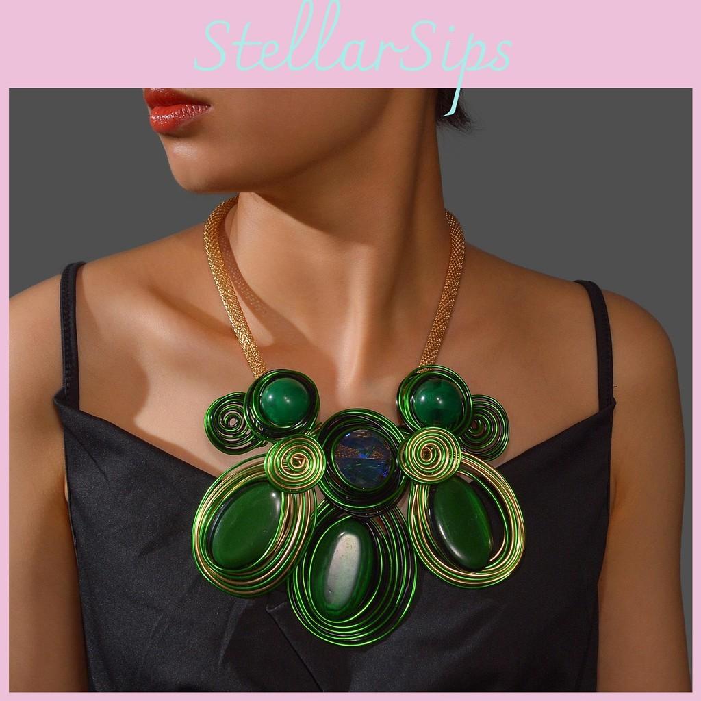 Geometric Exaggerated Crystal Jewelry Set With Alloy Necklace Earrings For Style Youth