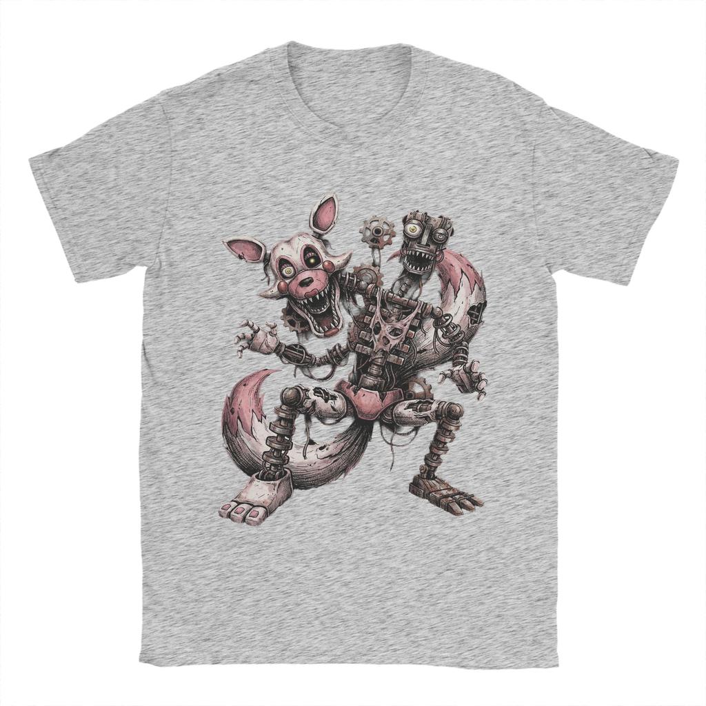 Mangle White Fox Pink Accents Horror Icon Freddyed Bonnie Game TShirts for Men Humor Pure Cotton Tee Shirt T Shirts Summer Tops