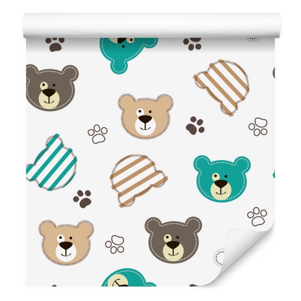 Colorful Teddy Bear Paw Stripes Wallpaper for Living Room and Bedroom 50x1000