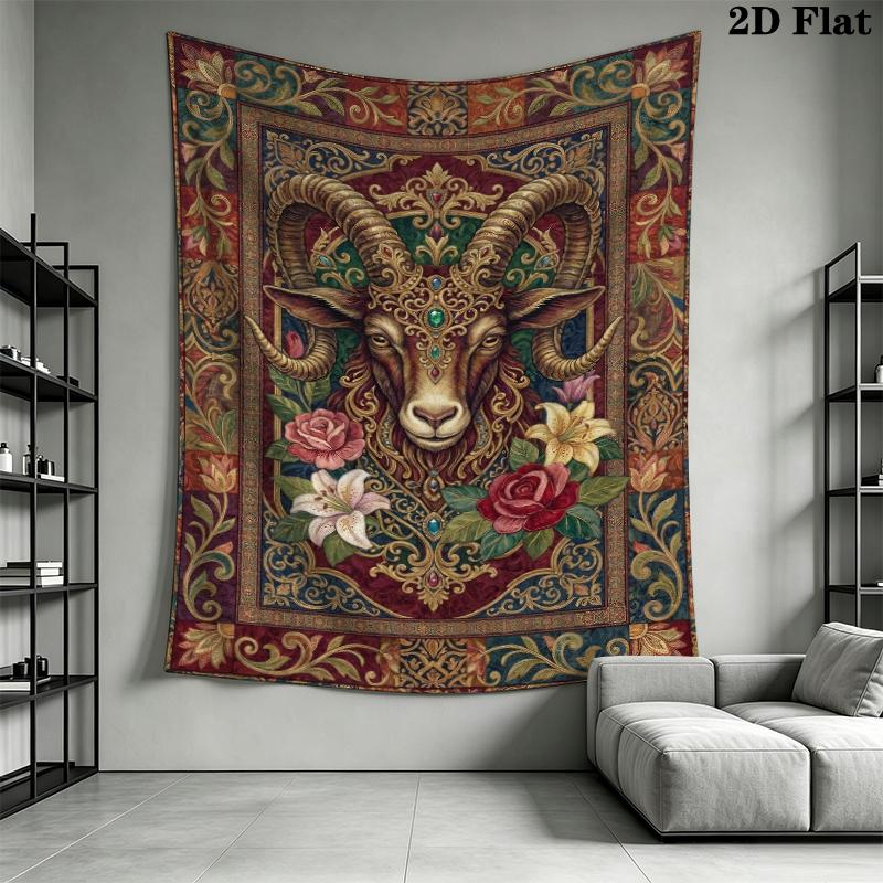 Goat Demon Wall Tapestry Aesthetic Wall Hanging Printed Fabric Blanket Decorative Tapestries for Bedroom Living Room Home Decor