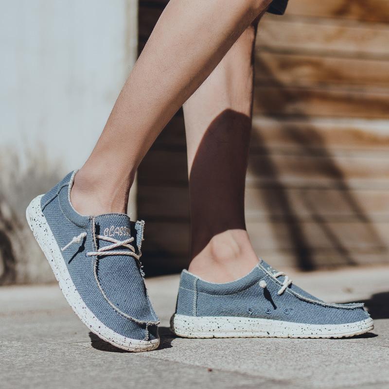 Neue Sommer Herren Canvas Schuhe Leichte Atmungsaktive Weiche Slip-On Freizeitschuhe Mode Strand Urlaub Halbschuhe Große Größe 48