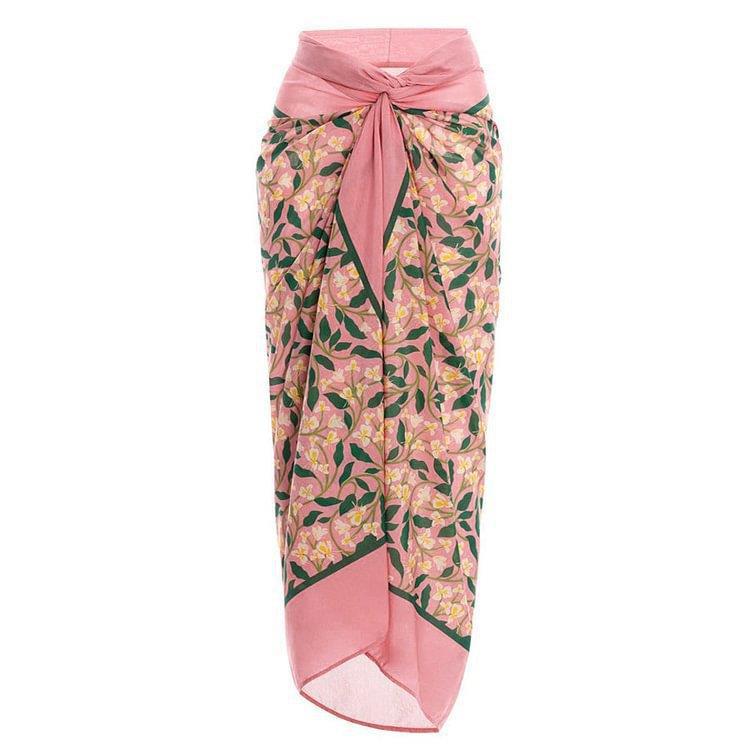 High-Waisted Push-Up Sheer Bikini Three-Piece Swimsuit Set with Long Skirt