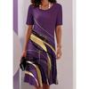 Women's Fashion Geometric Pattern Print Summer Spring Short Sleeve O-Neck Casual Dresses