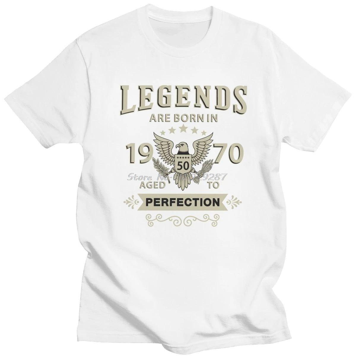 

Футболка Vintage Legends Are Born in 1970, мужская хлопковая футболка с коротким рукавом, футболка Age To Perfection, подарок на 50 лет на день рождения 4XL