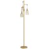 170.5cm Industrial Dimmable Standing Lamp, 3-Light Floor Lamp with Steel Wire Cage Lampshades, Gold Tone