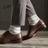 Moisture Wicking Athletic Socks 1 Pair Men's Stripe Crew Socks Mid-Calf Dress for Business Breathable Commuter Cotton Casual with High-Elastic