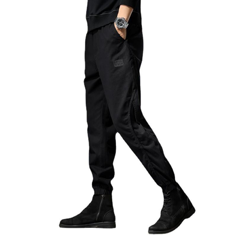 Men's Wear-Resistant Black Spring Overalls: Loose Straight, Large Size, Trendy American Style Casual Trousers
