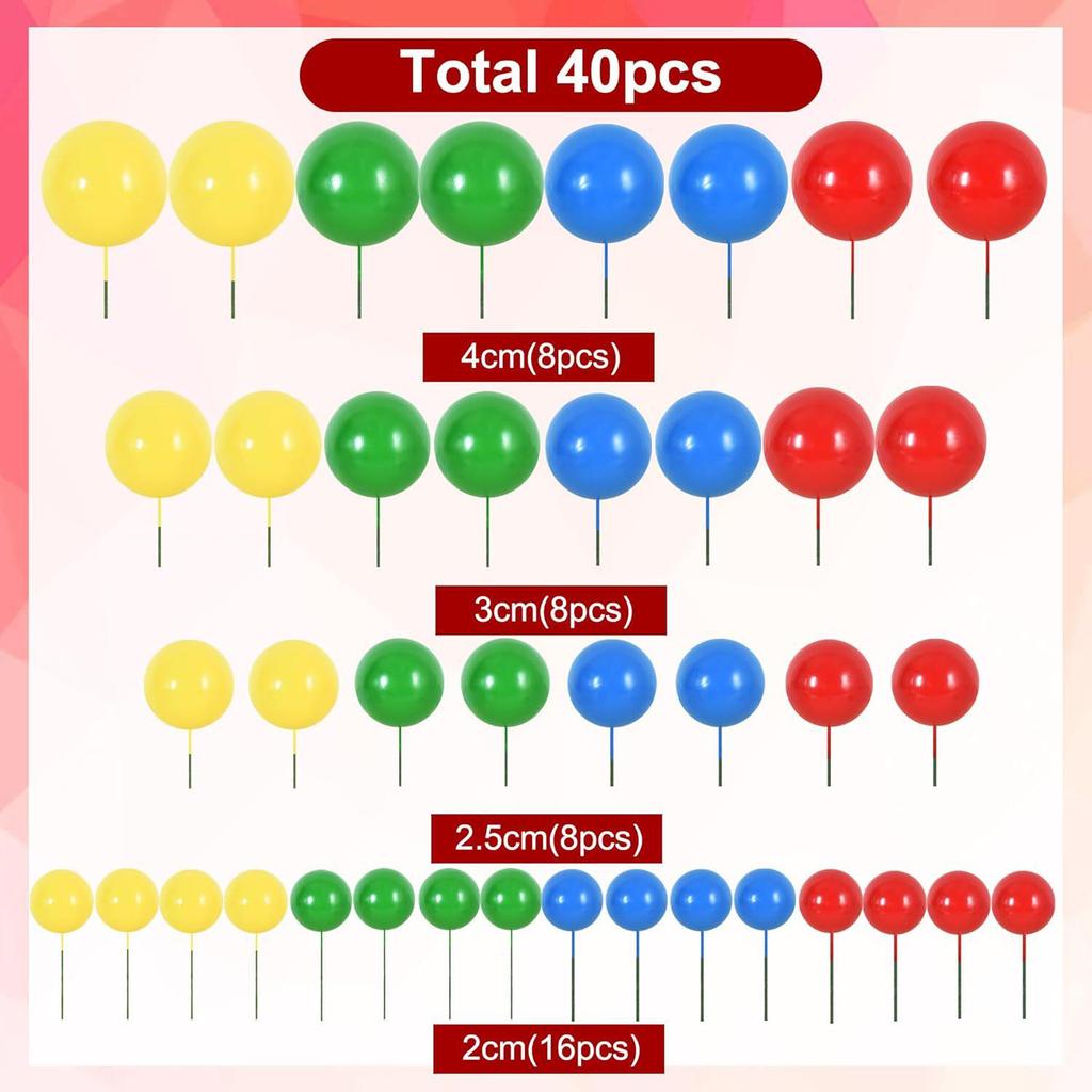 40 Pcs Cake Decoration Foam Balls: DIY Christmas Party Cake Toppers