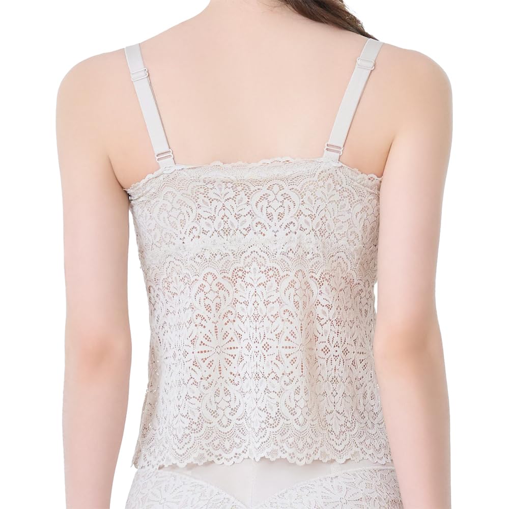 Kaya Beauty Lab Wireless Shapewear Easy to Lacy Long Bra Sheer Greige Bra, Wear! 25, Women's,