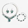 Populaire Collier Chaîne Clavicule Bracelet Type Goutte d'Eau Strass Cristal Plein de Diamants Ensemble Trois Pièces