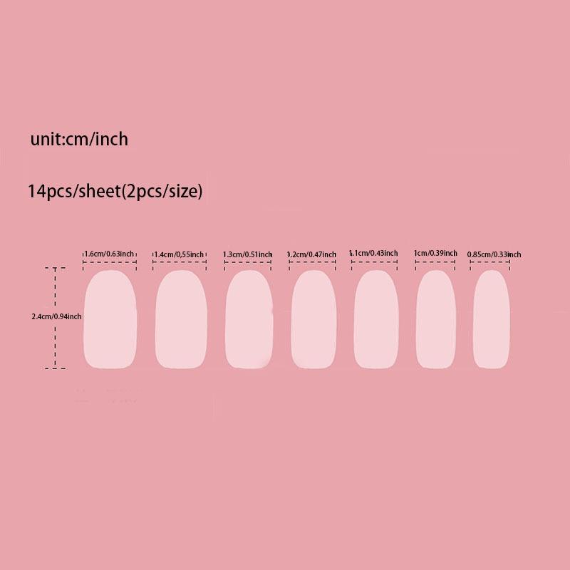 14pcs/sheet Press On Nail Red Smudge Nail Sticker Finished Manicure Quick Nial