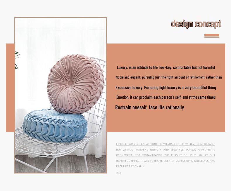 Velvet Pumpkin-Shaped Lumbar Pillow Cushion - Solid Color, Hand-Sewn.