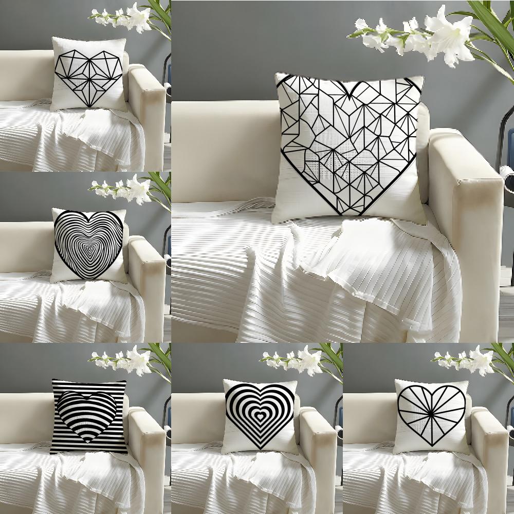 Geometric Heart Decor Pillow Case linen pillow case sofa home decor cushion cover cushion cove