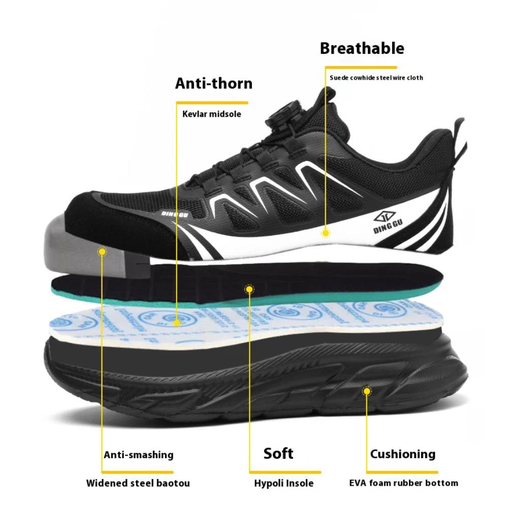 Obrotowe Zapinanie Buty Robocze Bezpieczne dla Mężczyzn Sneakersy Robocze Niezniszczalne Bezpieczne Stalowy Nosek Buty Ochronne