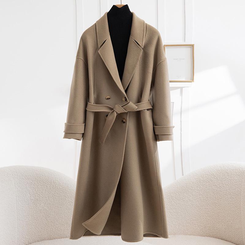Double-Faced Wool Hepburn-Style Coat, Long, Slim Fit, 2025 Collection, Women's Fashion.