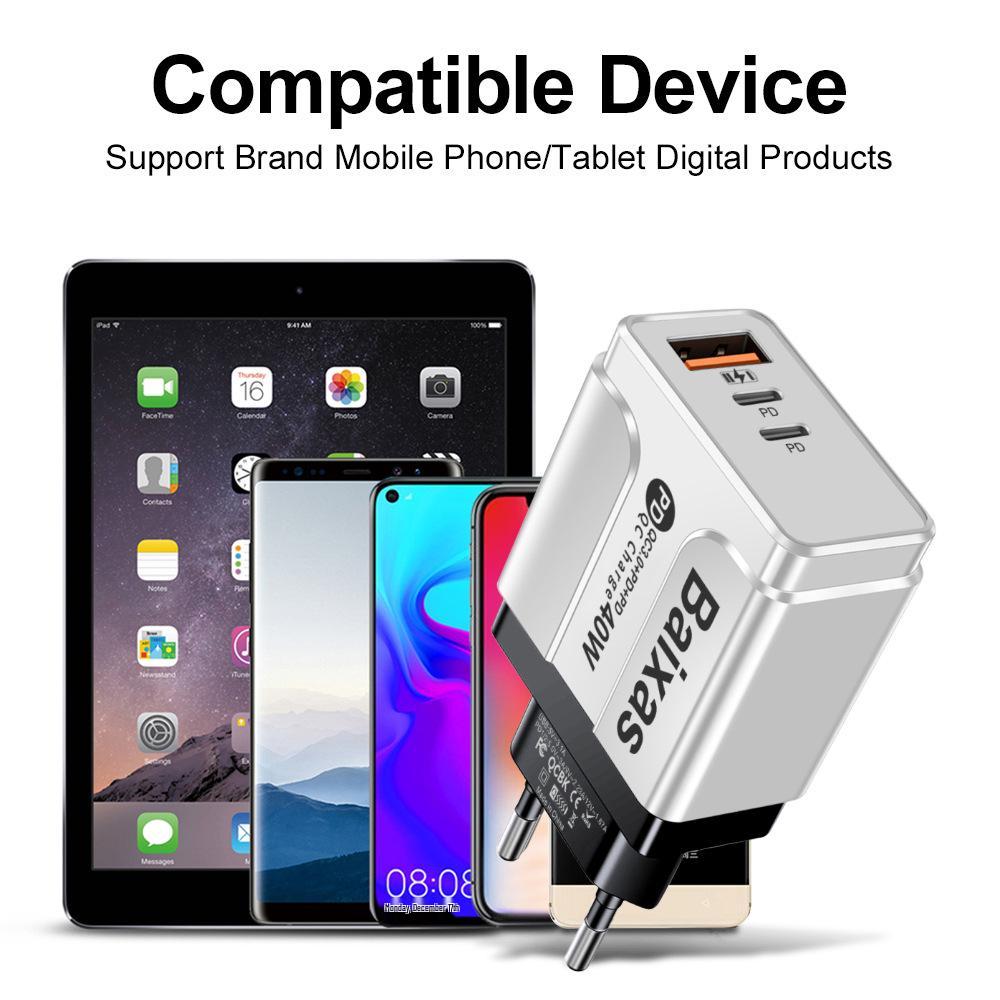 Universal Charger with 1U+2PD Ports - Compatible with UK, EU, US, AU Standards