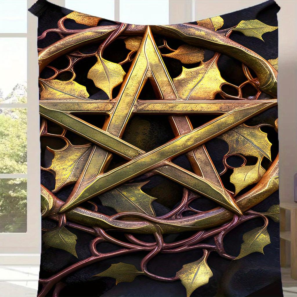 1pc Pentagram Pattern Blanket,Soft And Comfortable Blanket, Travel Sofa Bed, Office Home Decor, Birthday Gift Blanket, Boys, Girls