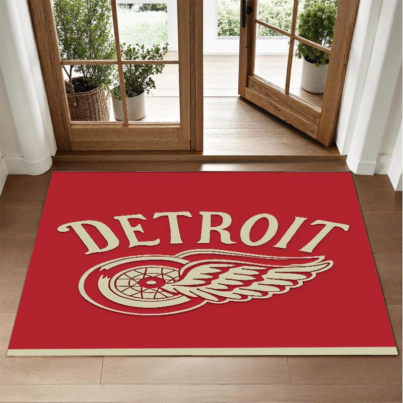 Detroit Red Wings Design Kristall-Samt-Teppich Weich Dekorative Matte für Schlafzimmer Eingang