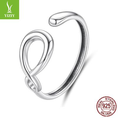 Minimalistische Eenvoudige Zilveren Eeuwigheidssymbool Metallic Open Ring S925 Sterling Zilver Lijnring