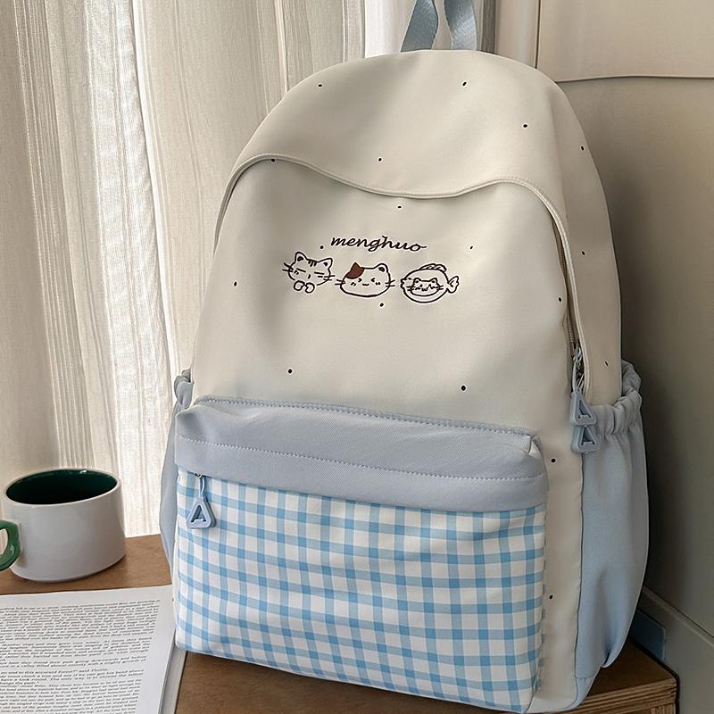 Student Bag Female Junior High School Student Campus Contrast Backpack Lightweight Commuter Backpack