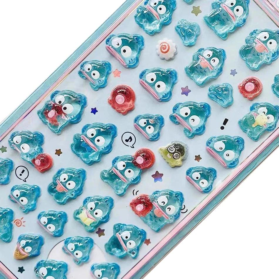 Anime Sanrio Kuromi Hellokitty Hangyodon Cinnamoroll 3D Transparent Jelly Sticker Crystal Decorative Stickers Phone Case Diy Toy