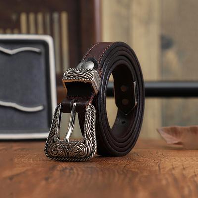 First Layer Cowhide Women'S Genuine Leather Belt Fashion Trend Design Sense Retro Pin Buckle Belt