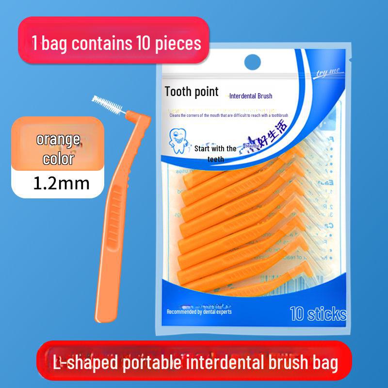 L-Shaped Interdental Toothbrush Set (10-Pack) with Wire Bristles