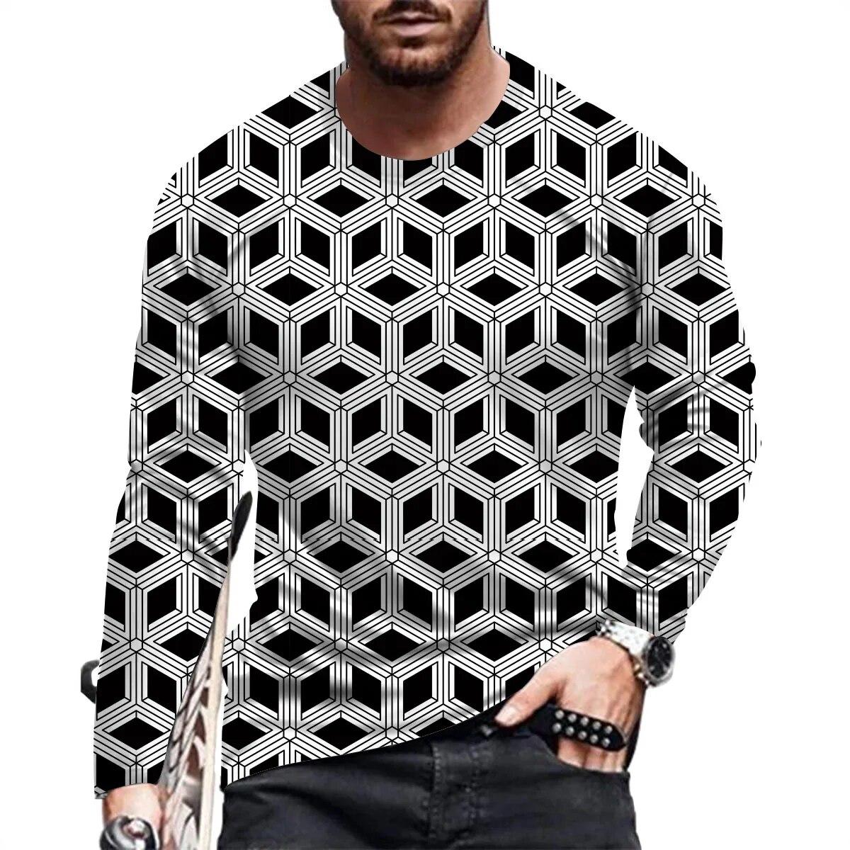 

Мужские футболки с 3D-принтом и графикой, модные и повседневные мужские футболки с длинными рукавами и принтом, мужская одежда большого размера