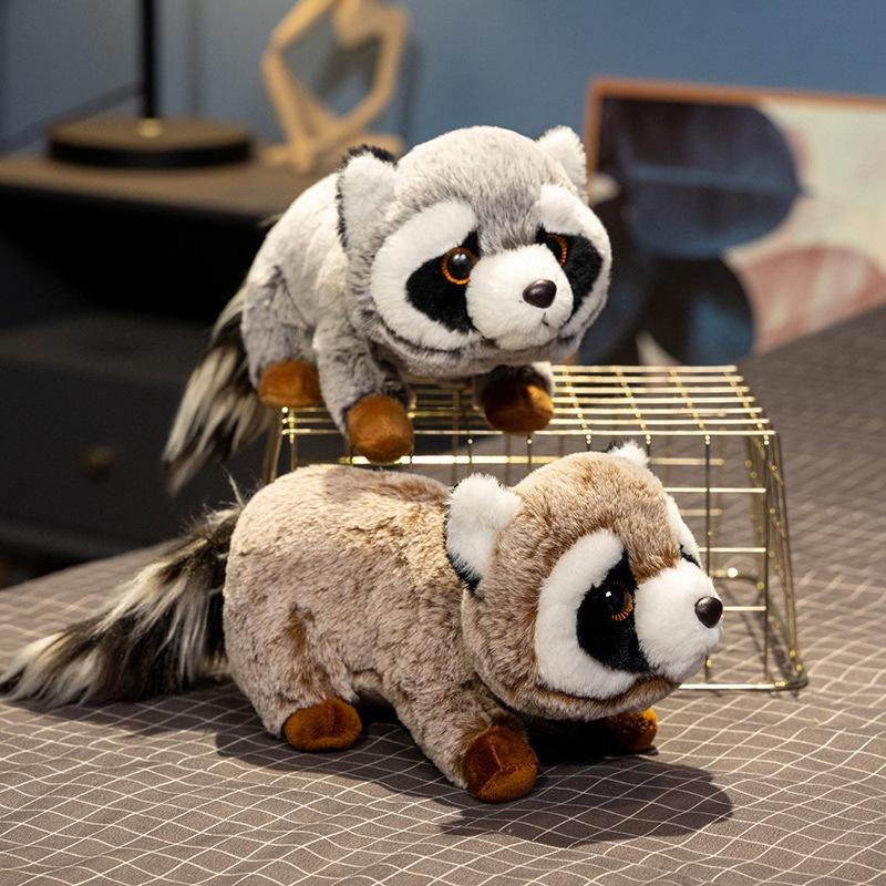 Simulation lying down raccoon doll plush toy cute raccoon doll children accompany soothing doll