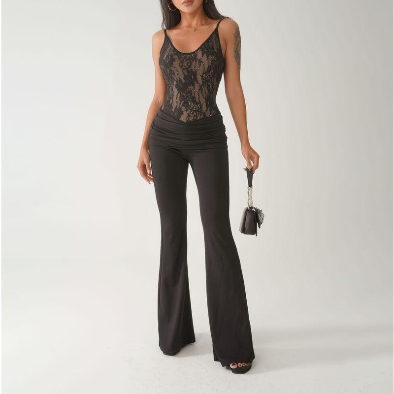 

[Mi Mijia] Roman Holiday European and American Gyaru Slimming Temperament Sexy Slim fit Elegant Casual Pants 25/K120 Black M