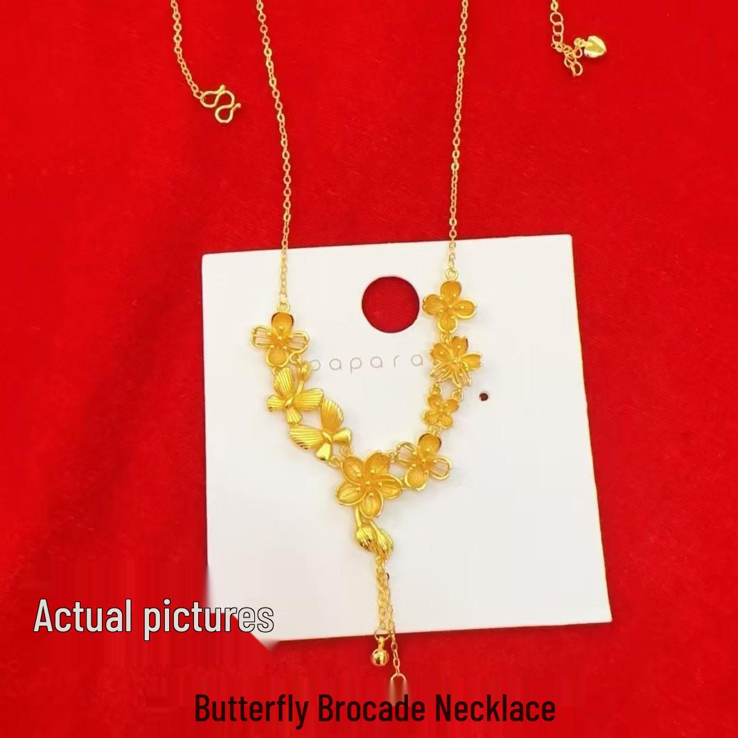 Золотой Цветочный Брошечный Набор с Бабочкой: Вьетнамская Золотая Цветочная Кисточка Свадебные Украшения