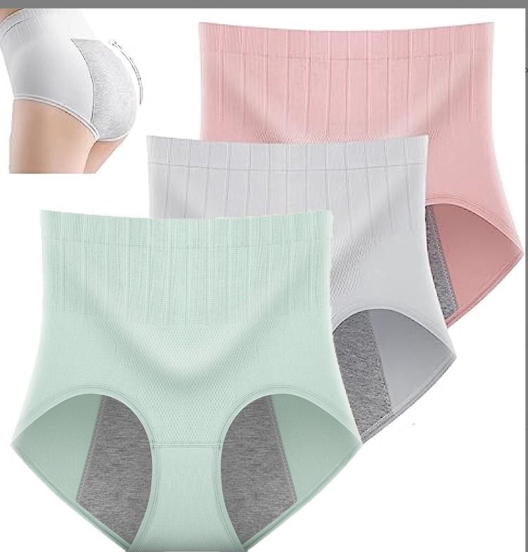 High-Waisted Women's Period Underwear - Tummy Control, Leak-Proof, Antibacterial Plus Size Seamless Panties.