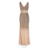 Rochie cu crăpătură înaltă Femei Paiete Bal de Promovare Elegantă Doamnă Rochie Sexy Fără Spate Dama Aur Elegantă Domnișoară de Onoare Decolteu în V Rochie Lungă