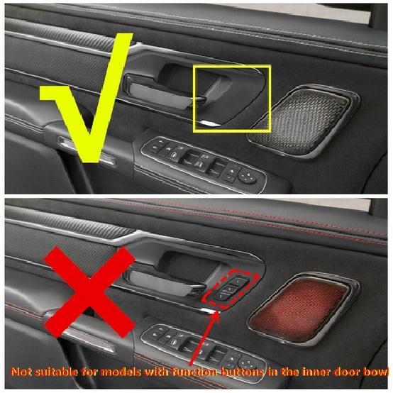 For -2024 Dodge RAM 1500 Red Carbon Interior Car Door Handle Bowl Cover Trim