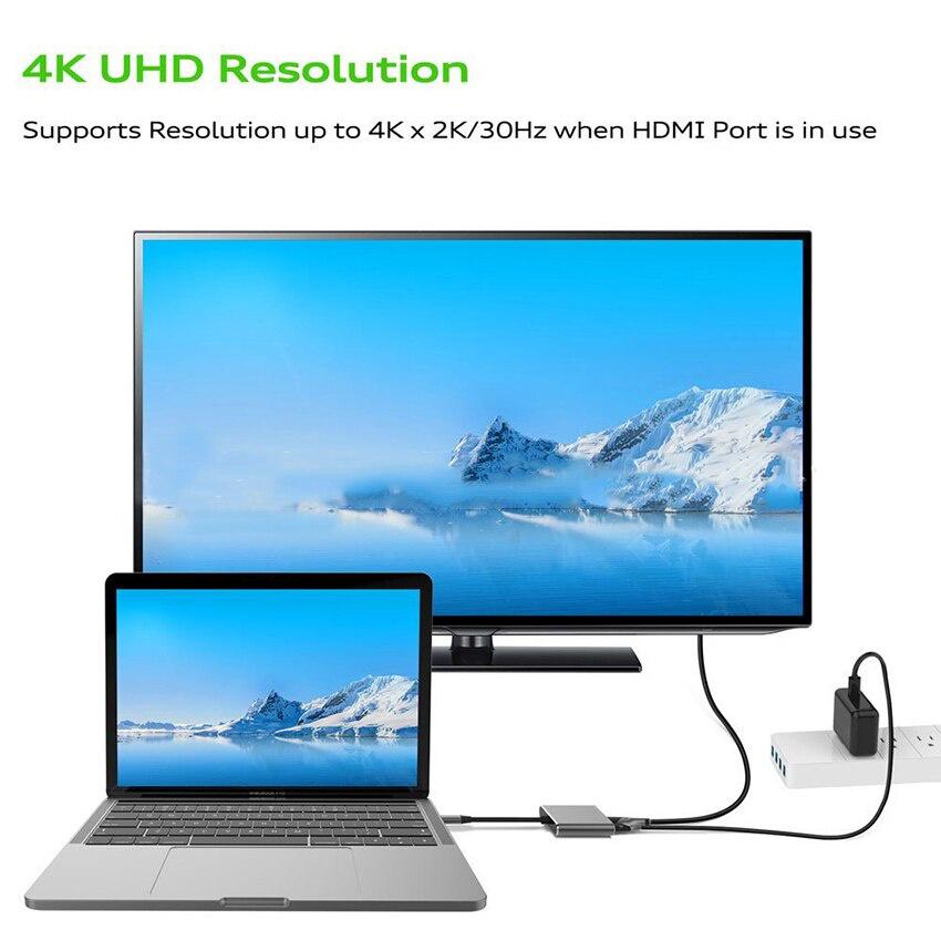 USB C HUB 3 in 1 Typ C 3.0 zu HDMI-kompatible Dockingstation PD Fast Charge 4K HDMI Adapter Splitter für Mac Book Phone Computer