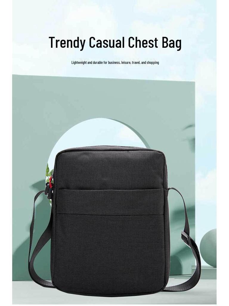 Men's Black Oxford Cloth Waterproof Crossbody Shoulder Bag - Large Capacity, Minimalist Design for Casual Travel
