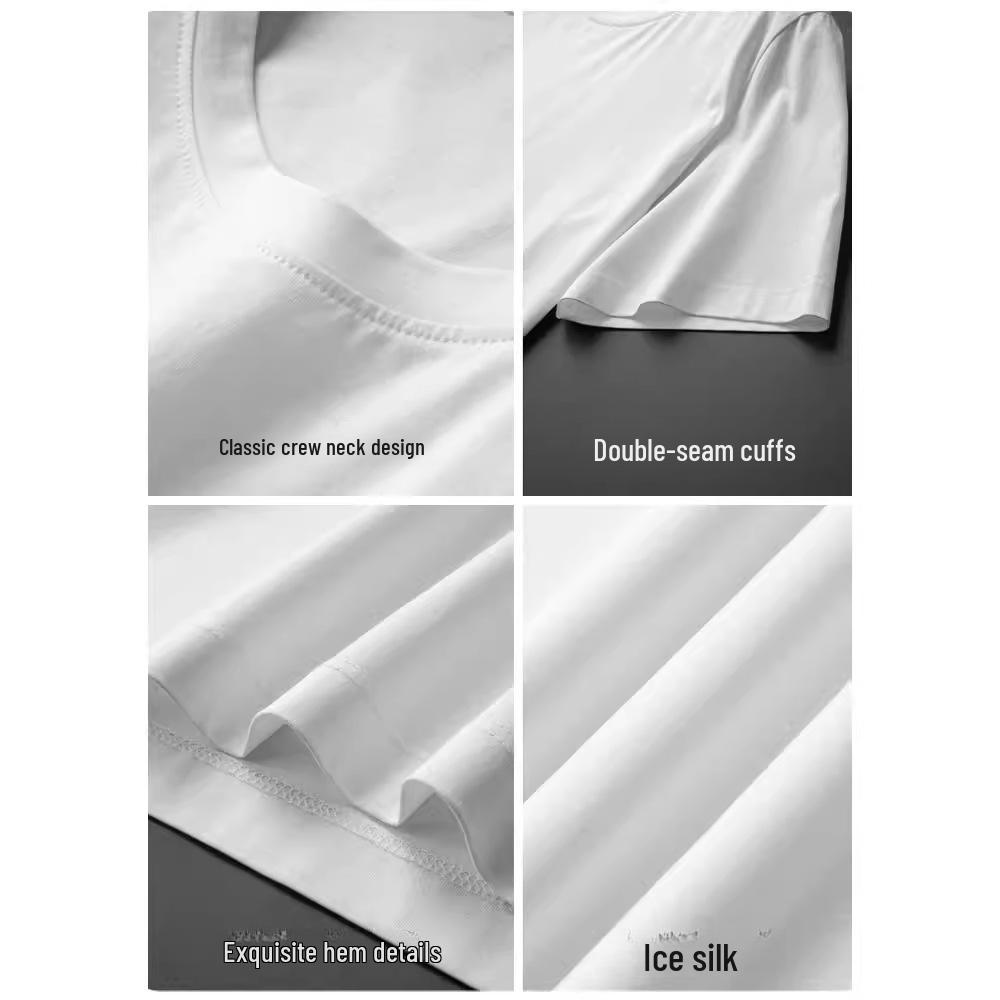 Men's Loose-Fit Short-Sleeve Round Neck T-Shirt, 100% Mercized Cotton.