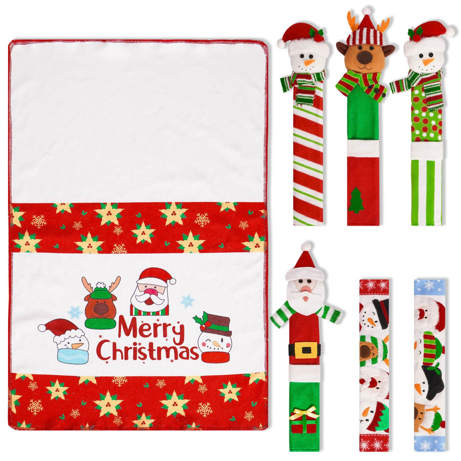 Christmas Kitchen Refrigerator Handle Covers, 7-Piece Set - Festive Decorations