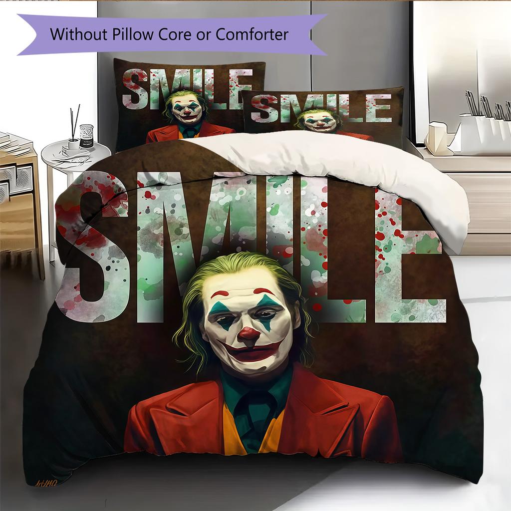 Joker Print Cover Bedding Quilt Set Quilt Cover Pillowcase Home Decoration Birthday Gift (1 * duvet cover + 2 * pillowcase, without core)