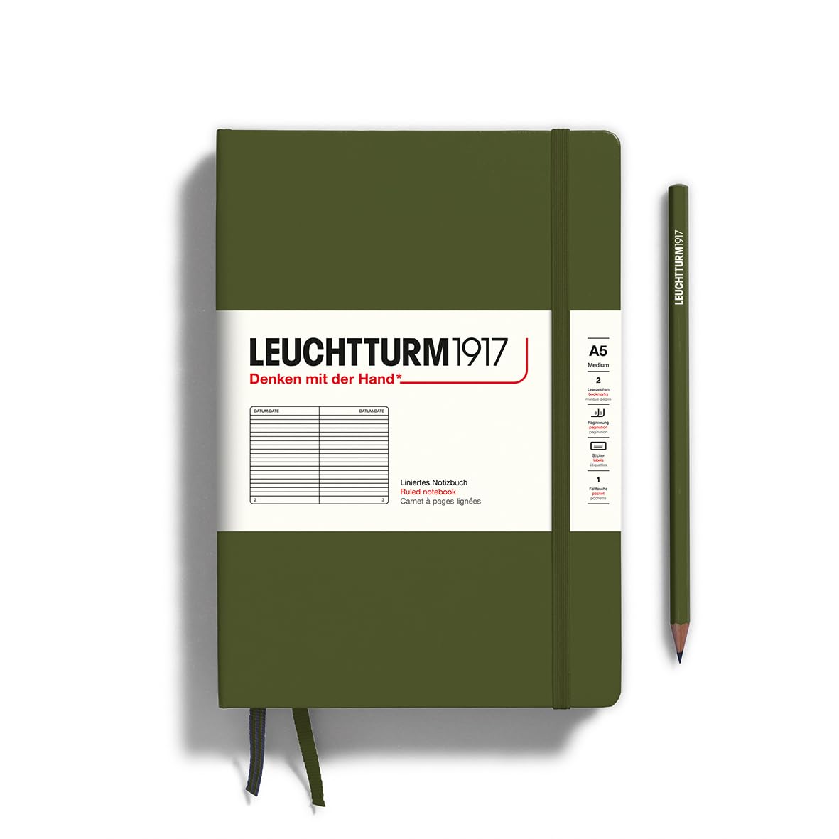 LEUCHTTURM1917 Notebook A5 Lined Army 348101