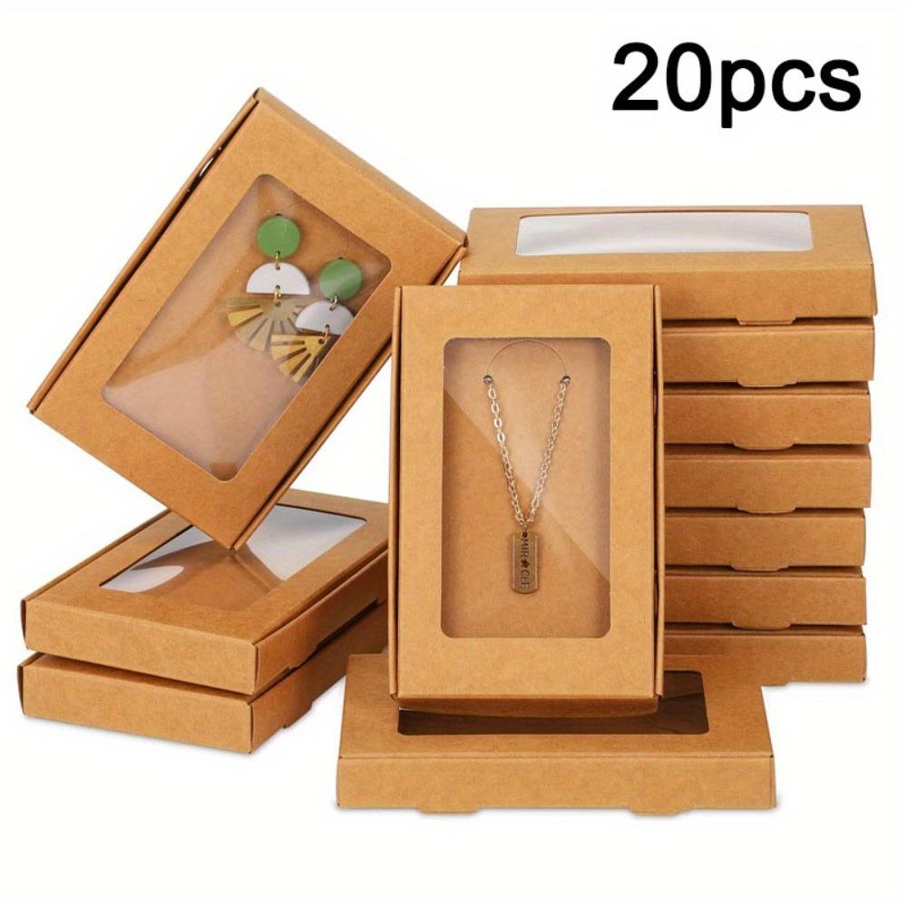 20pcs Jewelry Gift Boxes Treat Boxes with Window Foldable Party Favor Boxes Gift Wrap Box Jewelry Boxes for Necklace Earring Pendant Packaging Box