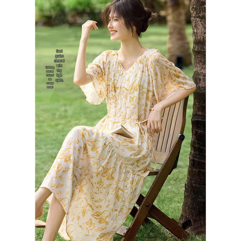XWI Romantic Floral Chiffon A-line Dress XL