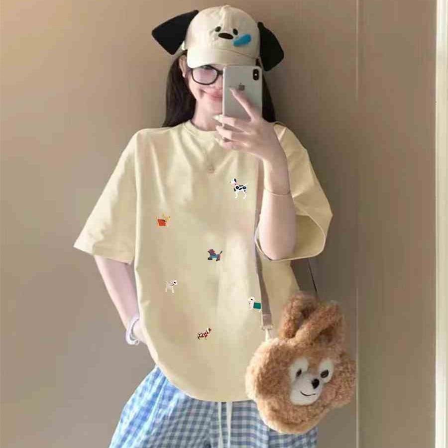 Anime Cartoon Baumwoll-T-Shirt Für Damen Mit Lockerer Passform Sommer Freizeitkleidung