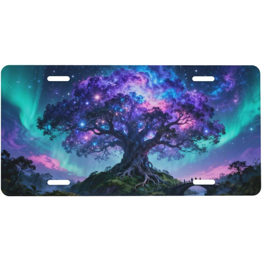 Flower Floral Front License Plate for Women Car Vanity Plates Decorative Aluminum Metal Cute Novelty License Plate Cover for Men 6x12 Inch (4 Holes)