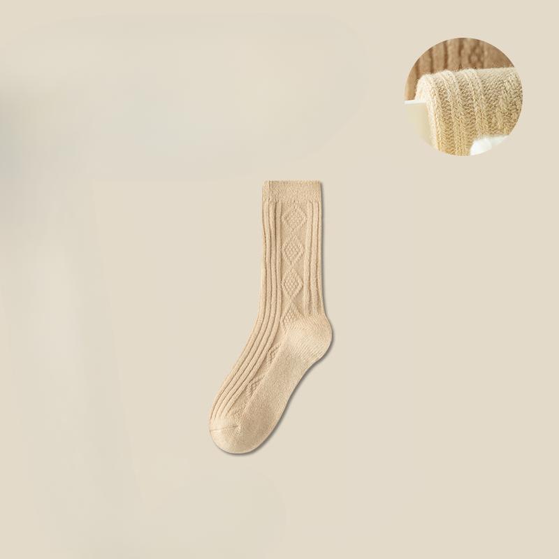 Female Autumn and Winter Plus Velvet and Thick Month Son Wool Long Pile Socks