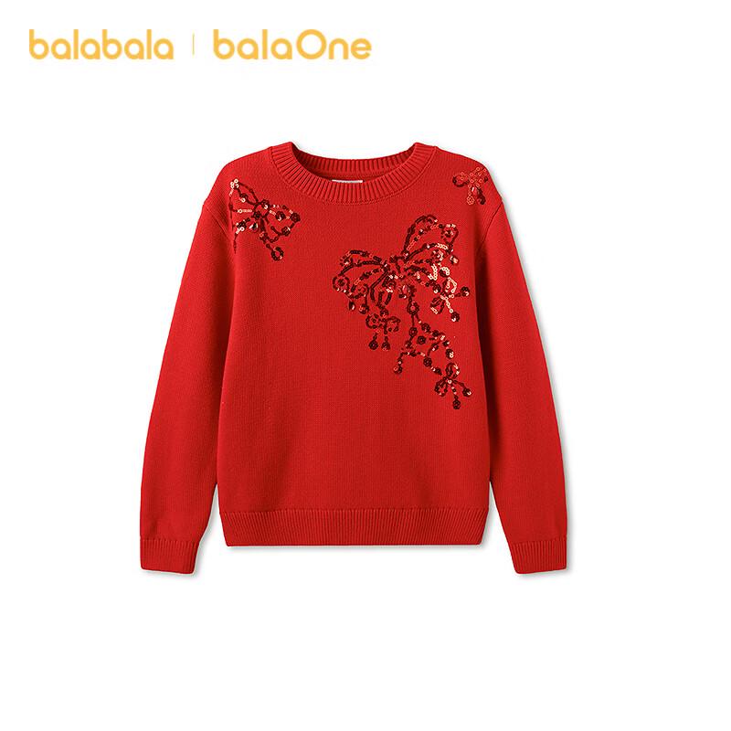 BalaOne Girls' Embroidered Bow-Knit Pullover Sweater
