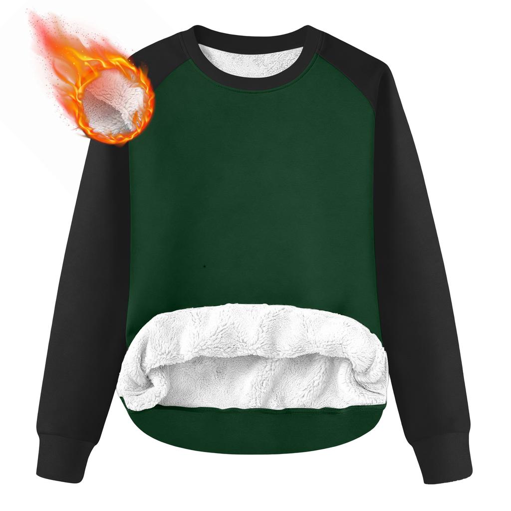 Men's Round Neck Raglan Sleeve Fleece-Lined Thick Solid Color Sweatshirt