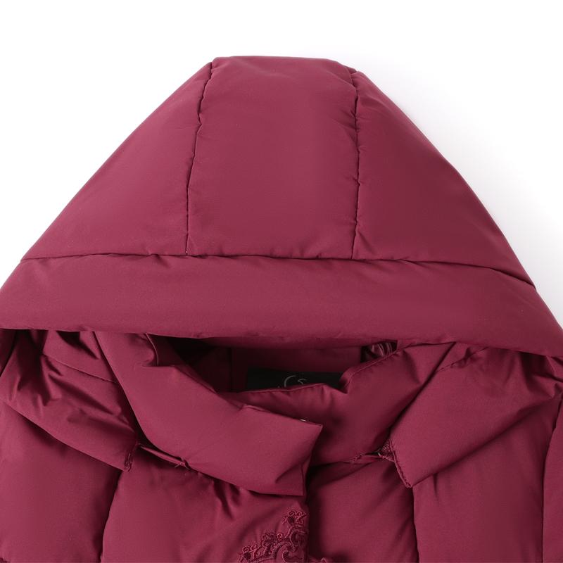 Plus Size XL-6XL Middle Age Women Winter Long Coats Hooded Elegant Thick Warm Embroidery Parkas Female Jackets